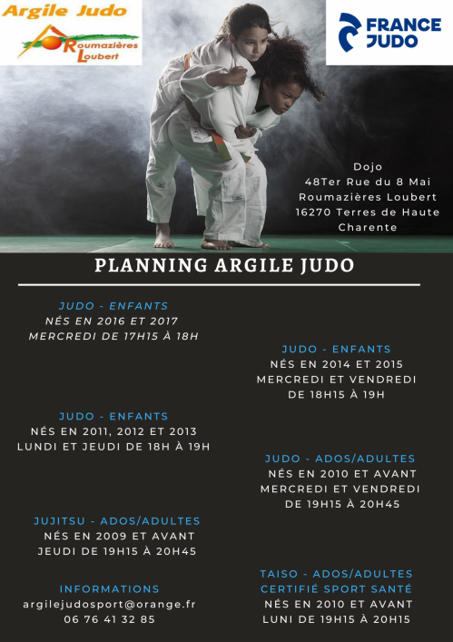 Planning Argile Judo 2021-2022