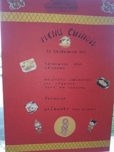 Menu repas chinois